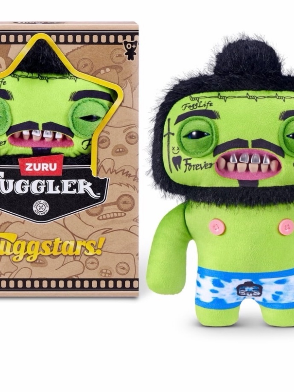ZURU Fuggler Fuggstars Green Tattoo Bearded Plush Doll New in Box collectible